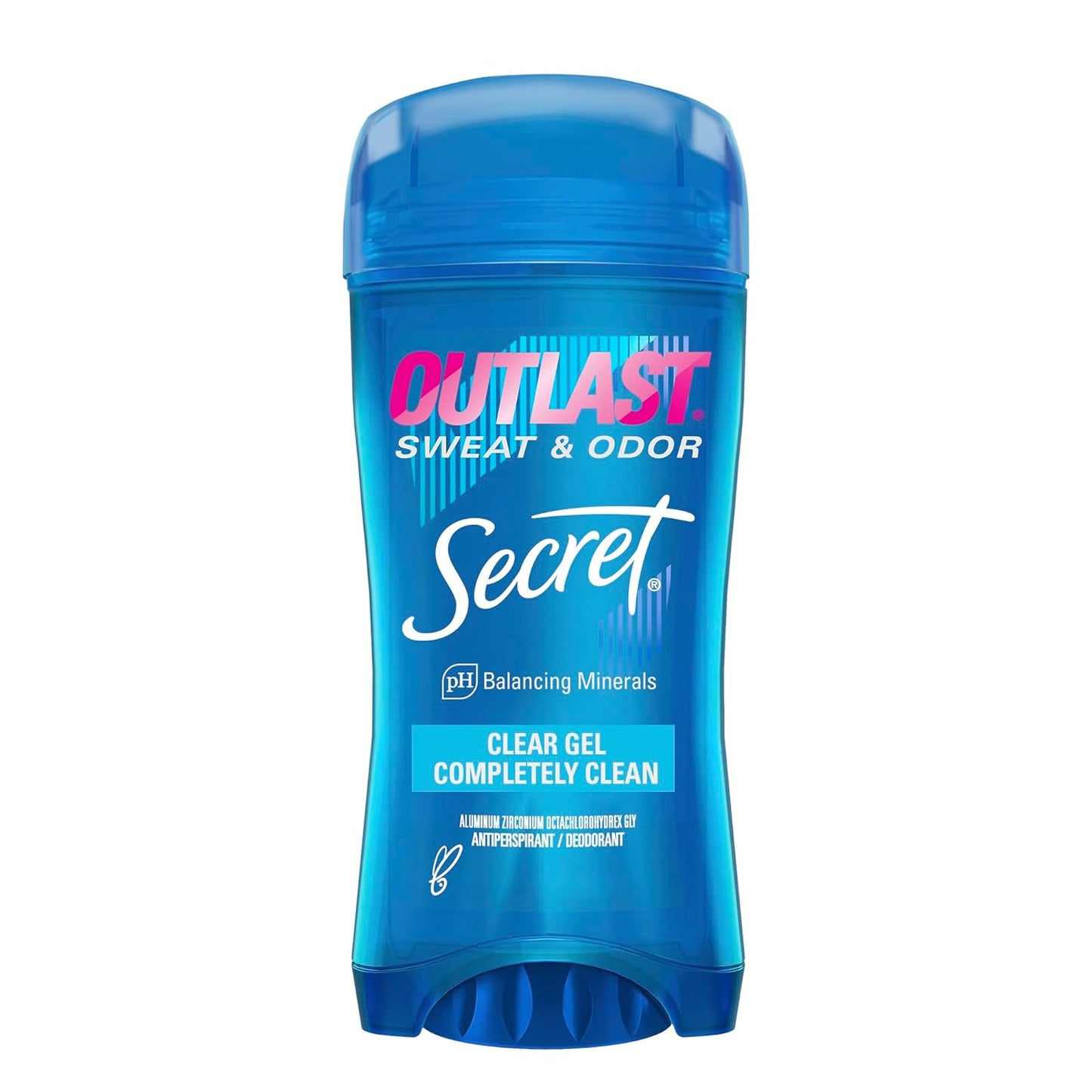 Secret Outlast sweat and odor clear gel deodorant on a white background