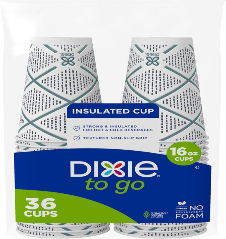 Dixie To Go Insulated Paper Cups, 16 oz, 36ct
