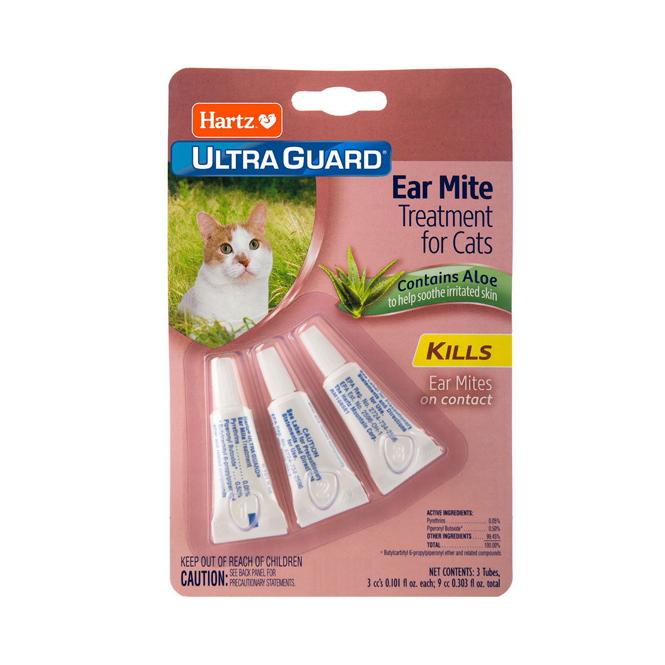 Hartz UltraGuard Ear Mite Treatment for Cats, 3ct