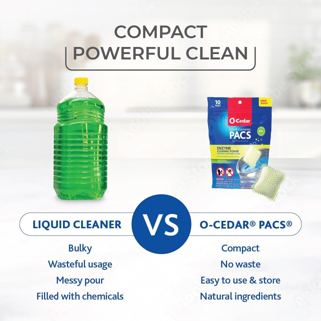 O‑Cedar PACS Hard Floor Cleaner, Crisp Citrus, 10ct