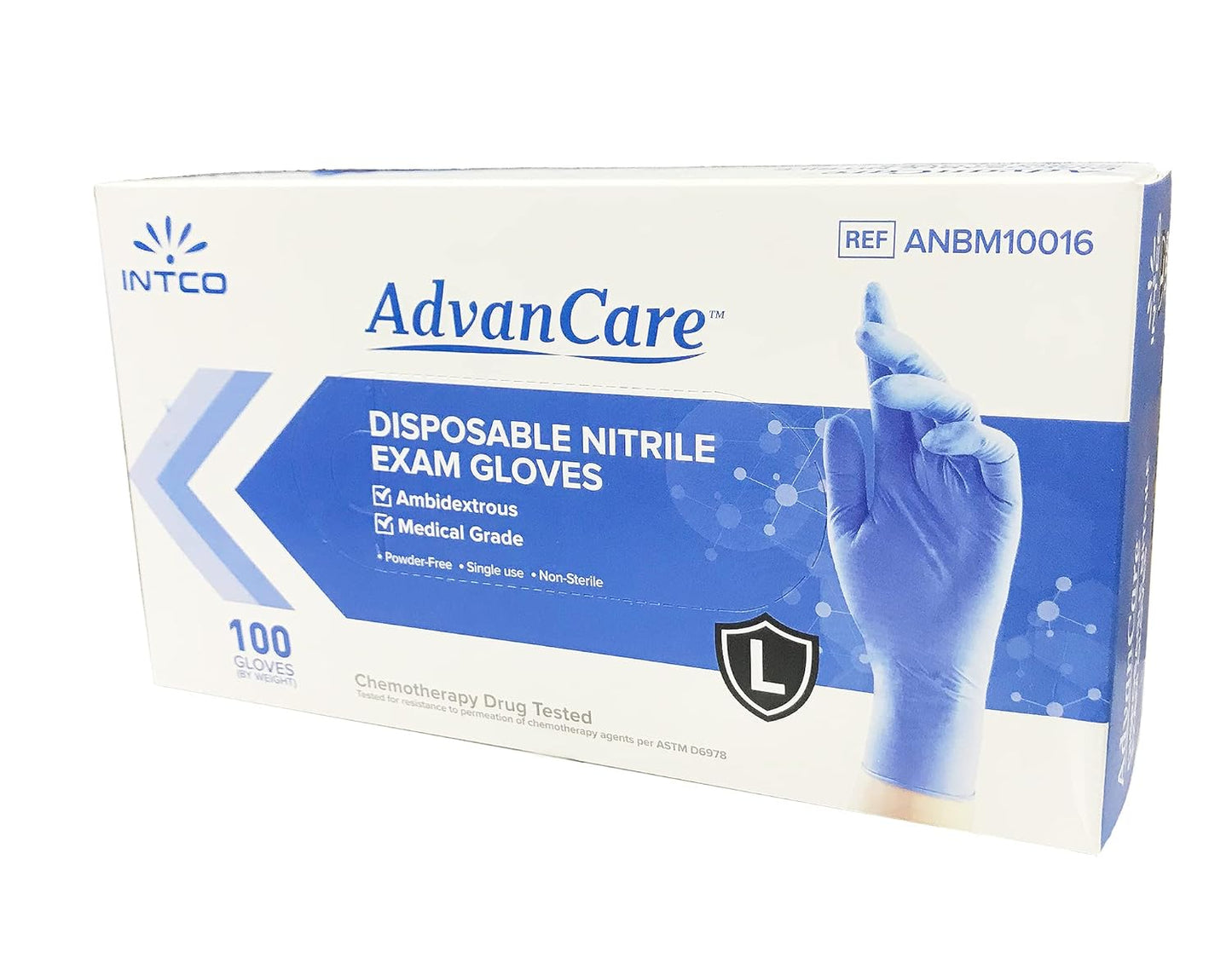 AdvanCare Blue Nitrile Exam 4Mil Gloves,100/Box,10/Carton