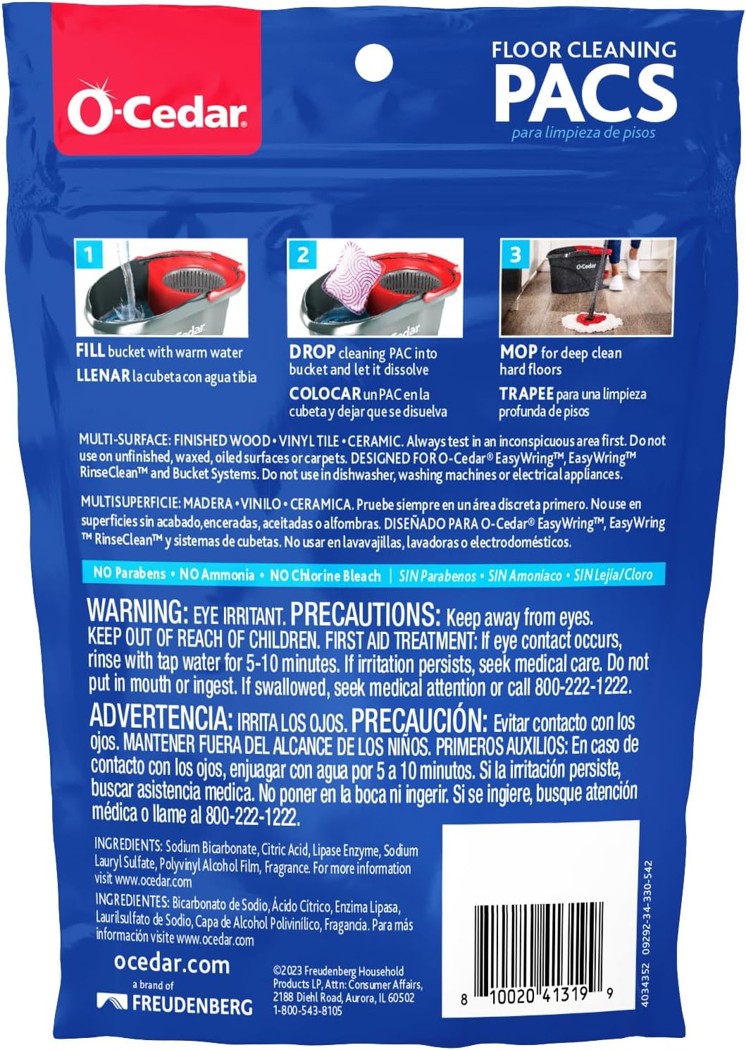 O‑Cedar PACS Hard Floor Cleaner, Lavender, 10ct