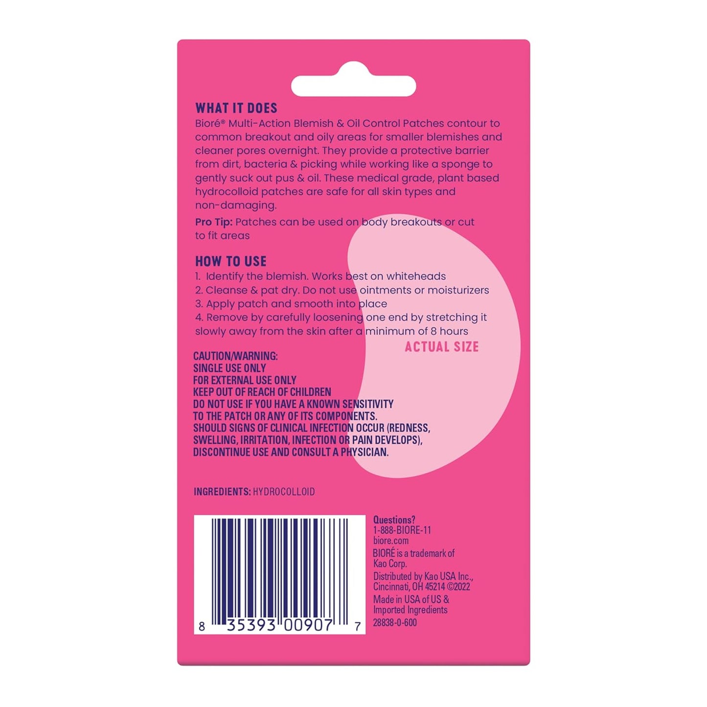 Bioré Multi‑Action X‑Large Pimple & Oil‑Absorbing Patches,6ct