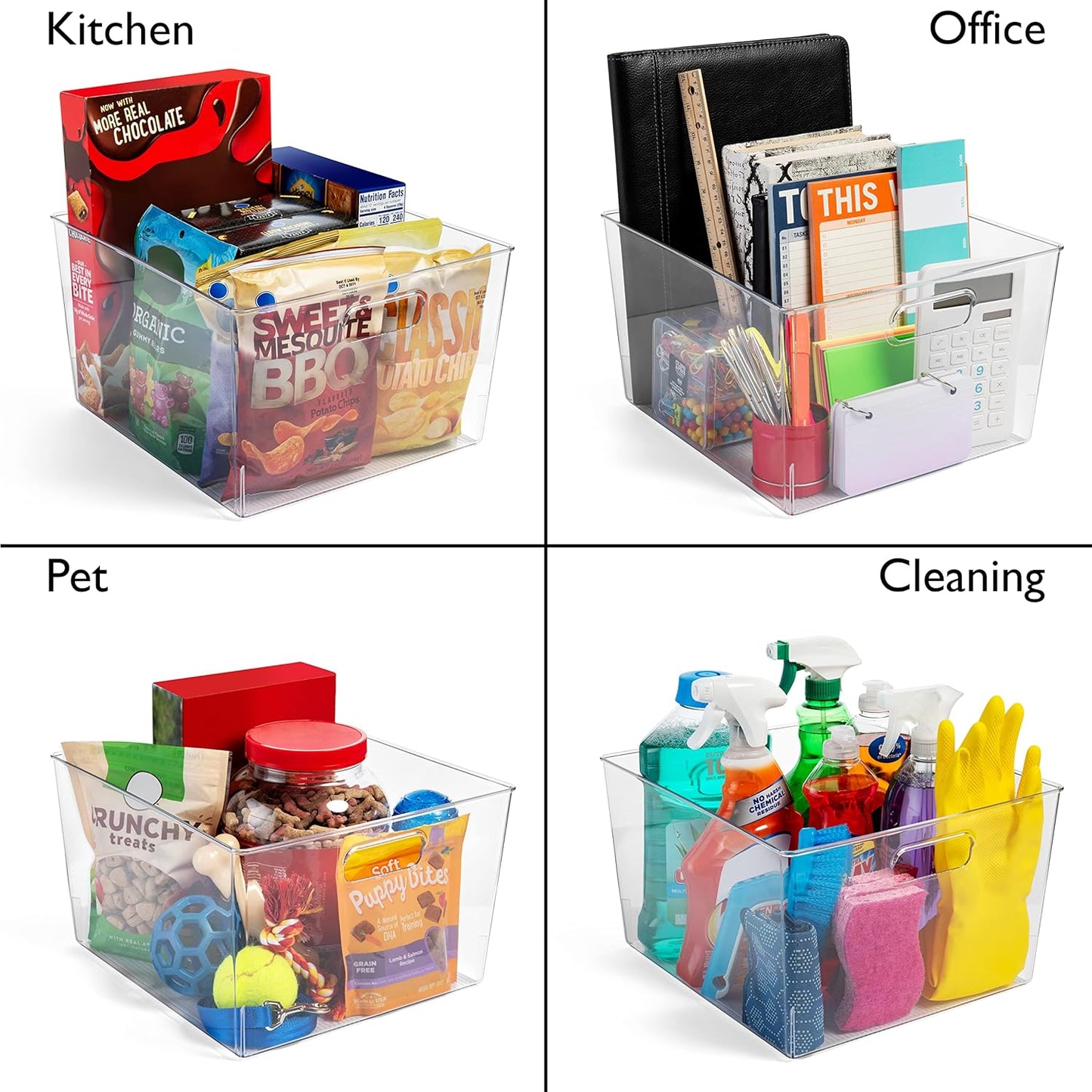 ClearSpace Clear Plastic Storage Bins 12” x 11” x 7”