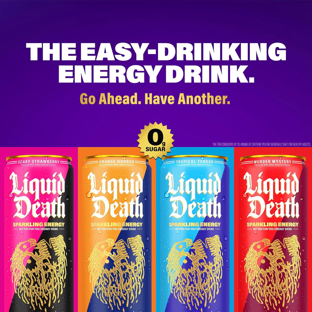Liquid Death Sparkling Energy Variety Pack, Zero Sugar Energy Drink,12oz (PACK OF 12)
