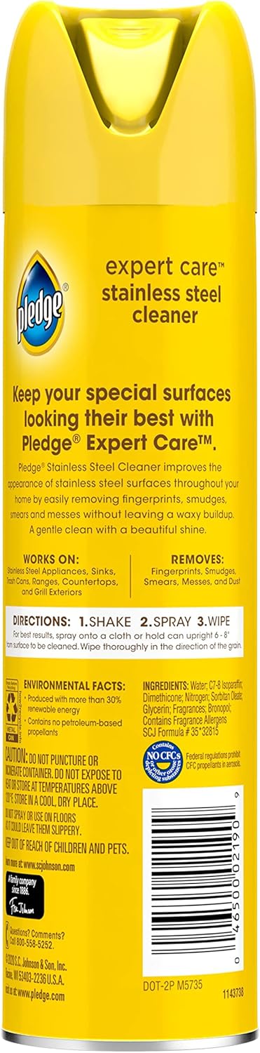 Pledge Expert Care™ Stainless Steel Cleaner, Lemon, 9.7oz