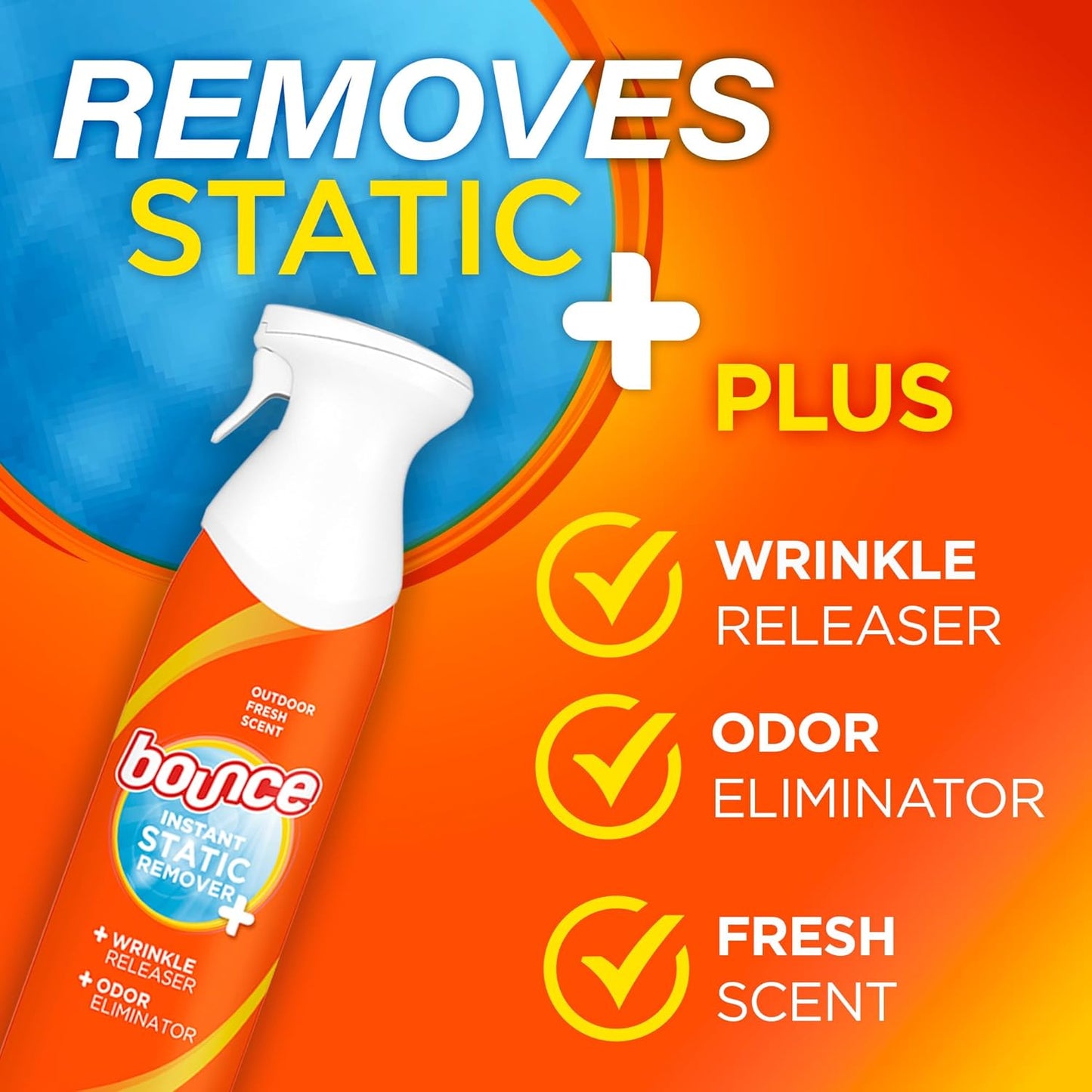 Bounce Rapid Touch‑Up 3‑in‑1 Anti‑Static Spray,9.7oz