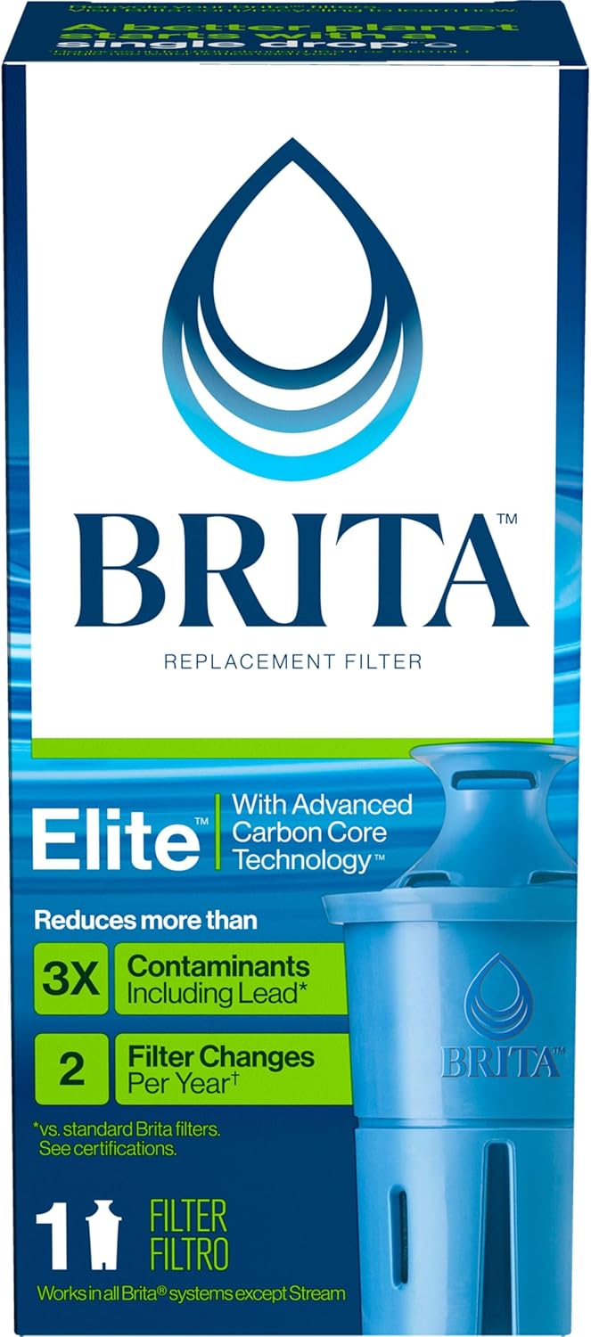 Brita Elite Water Filter Replacement Cartridge for Water Pitcher and Dispensers, BPA Free, 1/ct