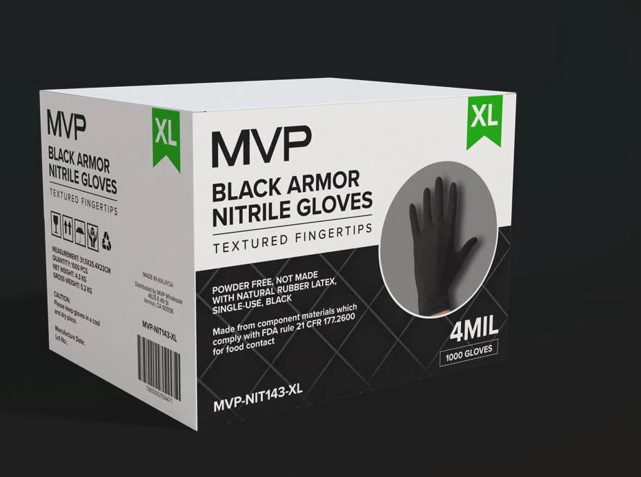 Black 4Mil Nitrile Gloves,100/Box