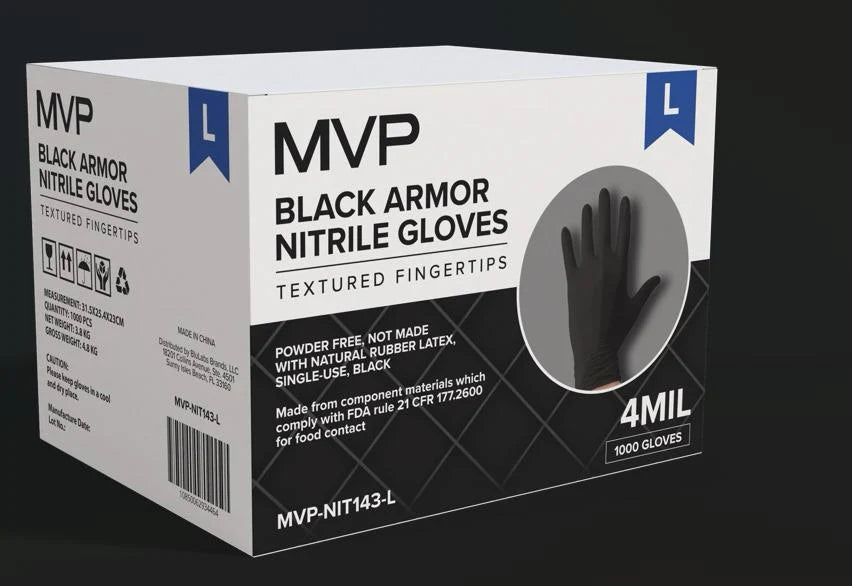 Black 4Mil Nitrile Gloves,100/Box
