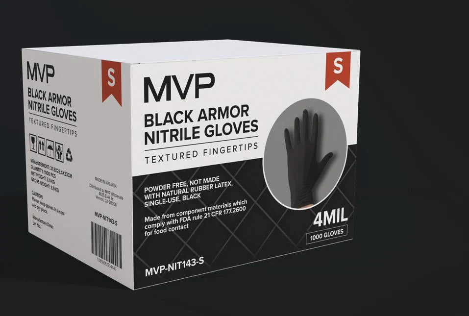 Black 4Mil Nitrile Gloves,100/Box