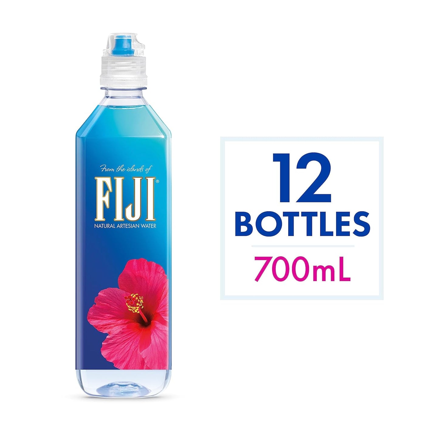 FIJI Natural Artesian Water,Sports Cap Bottles ,23.7 oz
