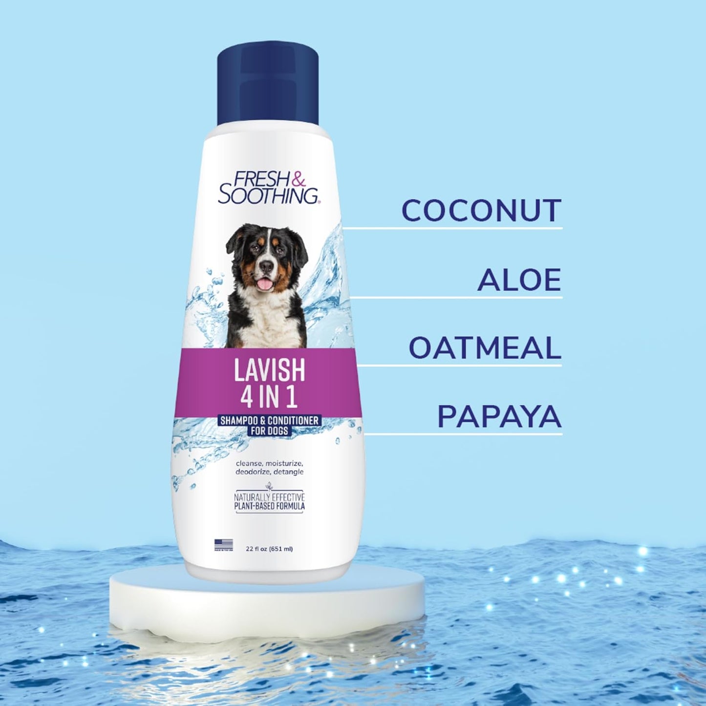 Naturel Promise Fresh & Soothing Lavish 4‑in‑1 Shampoo + Conditioner for Pets, 22oz