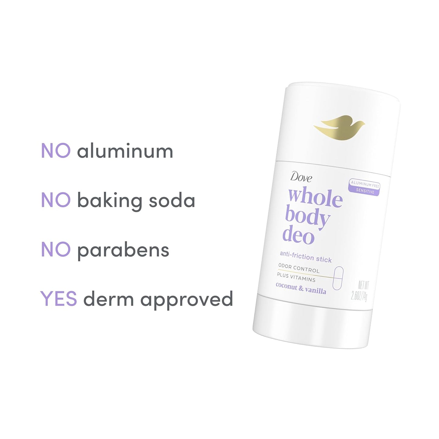 Dove Whole Body Deodorant, Coconut & Vanilla, 2.6oz