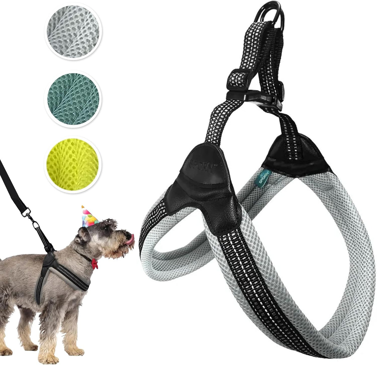 Sporn Easy-Fit Mesh Dog Harness, Medium, Gray