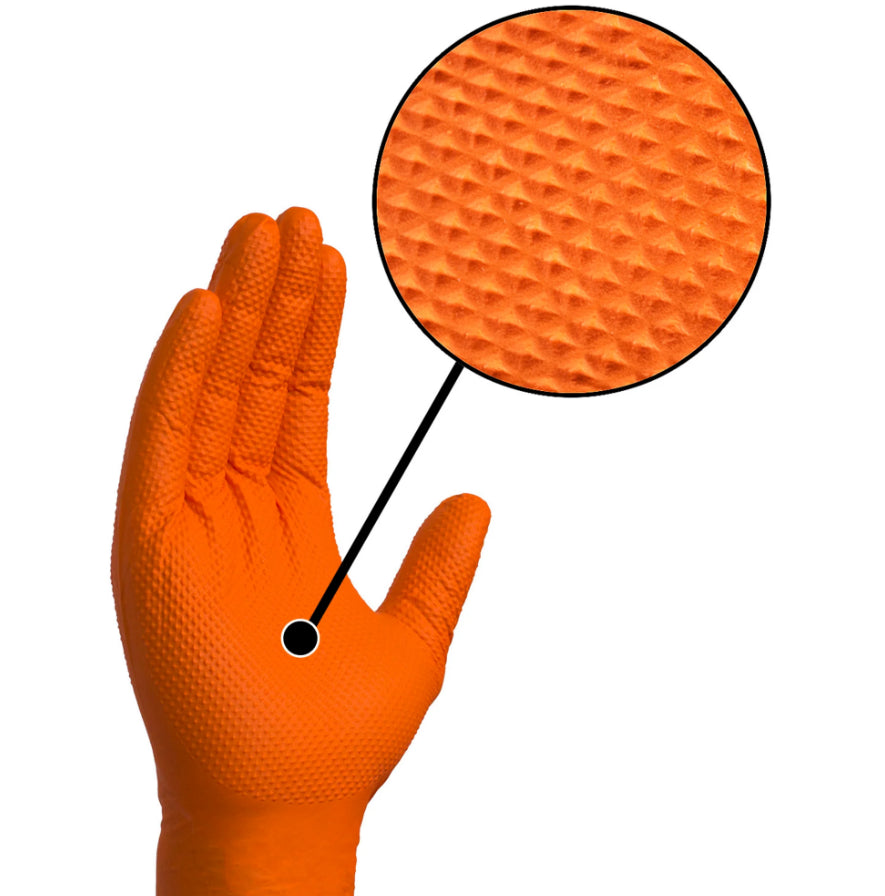 SH Orange Diamond Grip Nitrile Gloves,100/Box (10/carton)