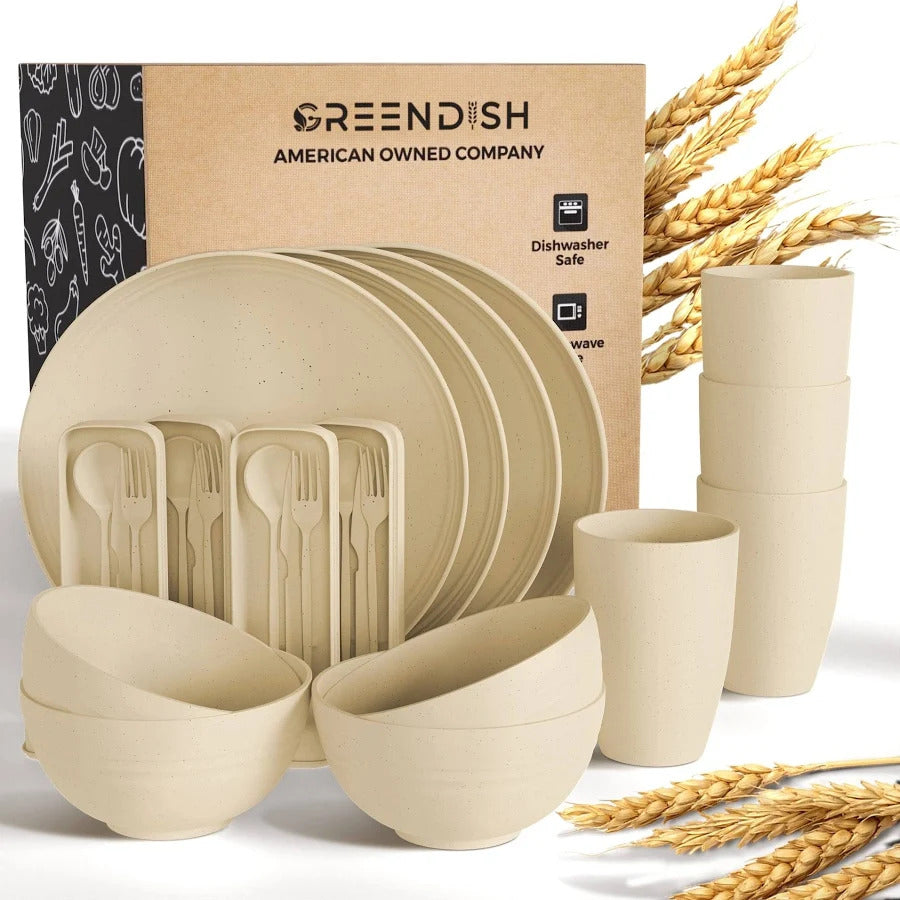 16pc Combo Set – Plates, Bowls, Cups & Reusable Cutlery