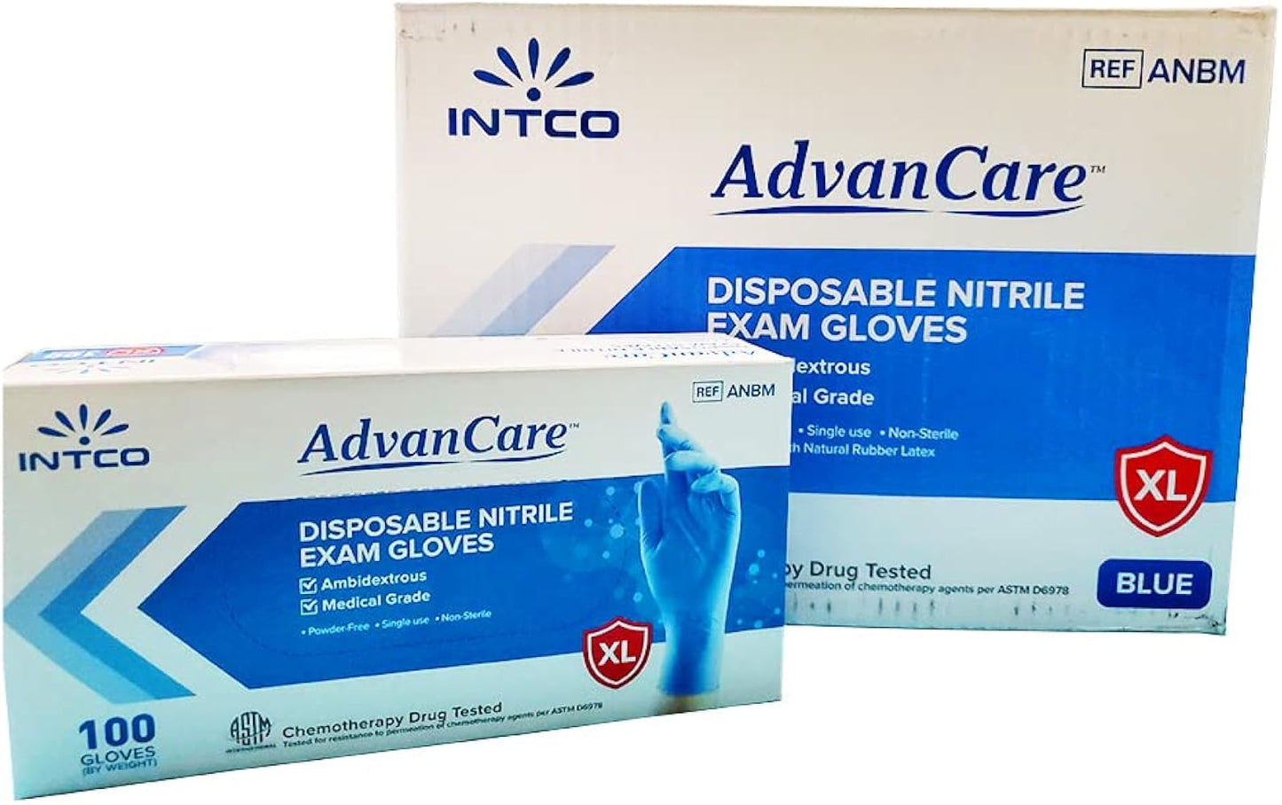 AdvanCare Blue Nitrile Exam 4Mil Gloves,100/Box,10/Carton