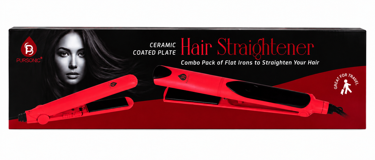 Pursonic Ceramic Coated Hair Straightener Combo Pack – 2 Flat Irons