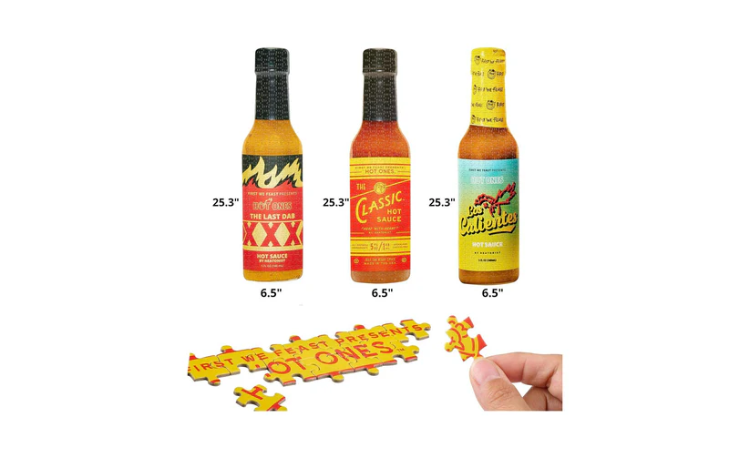 WowWee Hot Ones Challenge 3-Pack Bottle Shaped Puzzles, 900 pc