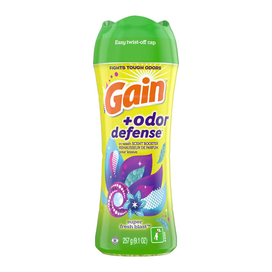 Gain + Odor Defense In‑Wash Scent Booster, Super Fresh Blast, 9.1 oz