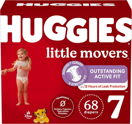 Huggies Little Movers Diapers, Size 7, 68ct