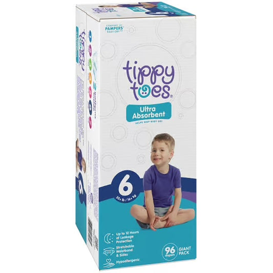 Tippy Toes Diapers, Size 6,96ct