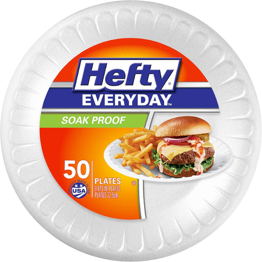 Hefty Everyday Foam Plates, 9",50ct
