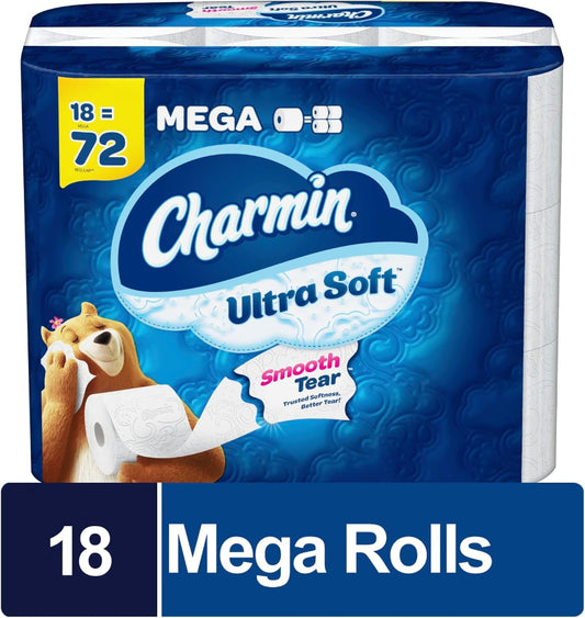 Charmin Ultra Soft 2‑Ply Mega Toilet Paper Roll, 18ct