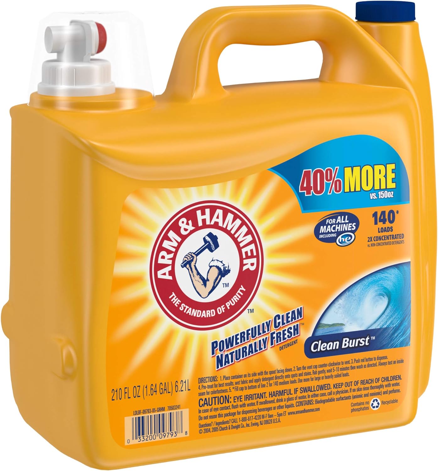 ARM & HAMMER Clean Burst Liquid Laundry Detergent, 210 Fl Oz Bottle