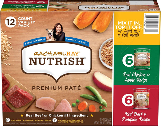 Rachael Ray Nutrish Wet Dog Food – Chicken & Beef Variety Pack, 13 oz, 12ct