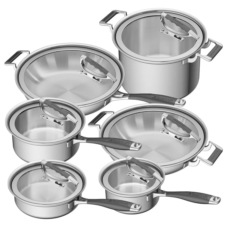 CookCraft 12 piece Set with Glass Latch Lid