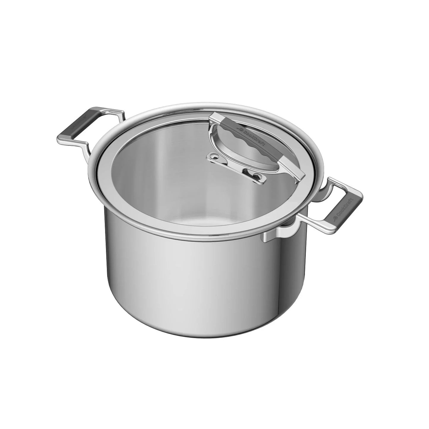 CookCraft 8 QT Stock Pot with Glass Latch Lid