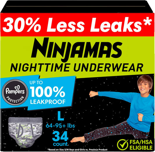 Pampers Ninjamas Nighttime Bedwetting Underwear, Size 8, 34ct