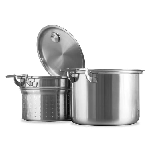 CookCraft 8 Qt. Tri-Ply Stock Stainless Steel Pot Strainer SET