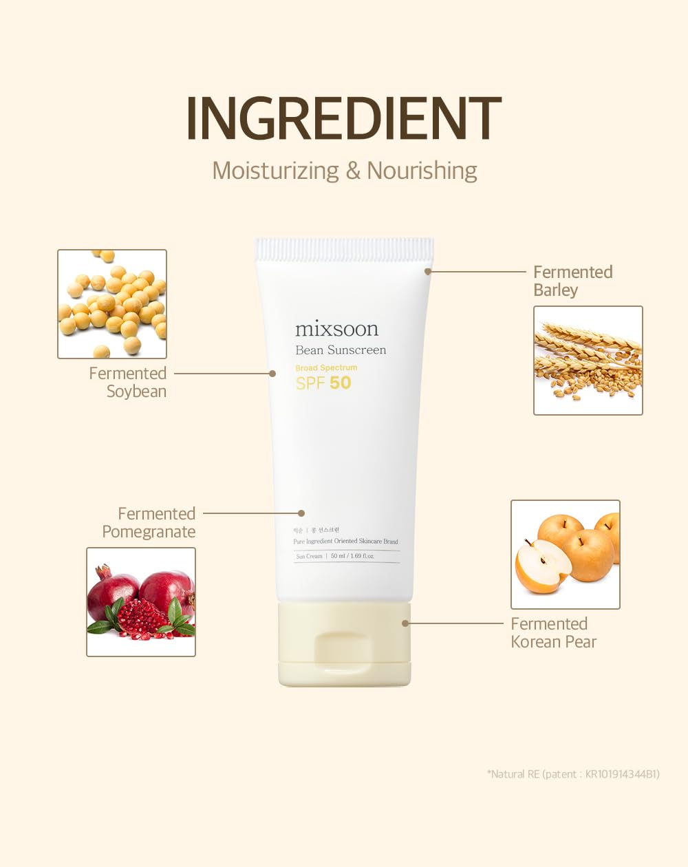 Mixsoon Bean Sunscreen SPF 50,1.69oz