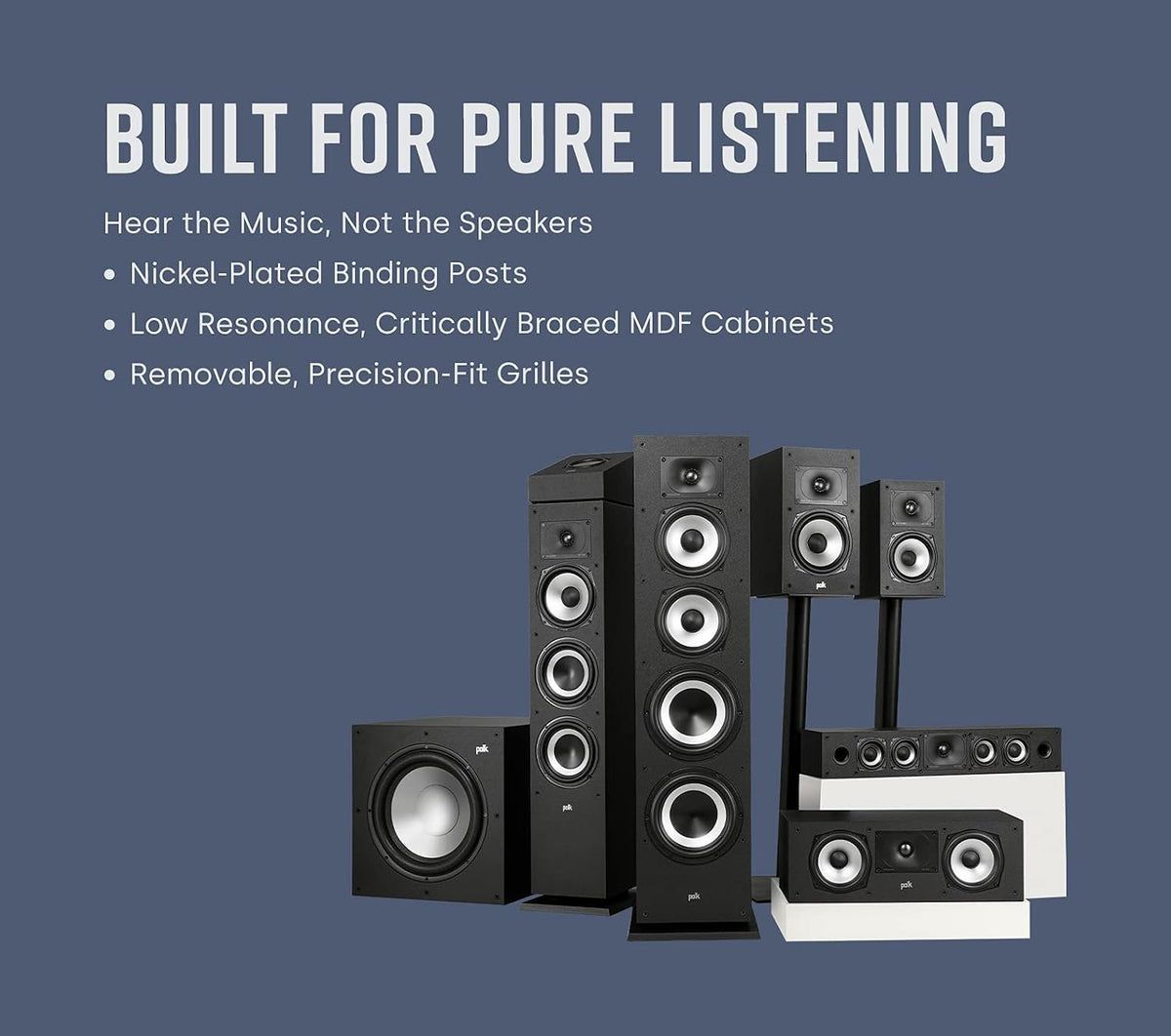 Polk Audio Monitor XT30 Compact Center Channel Speaker, Midnight Black