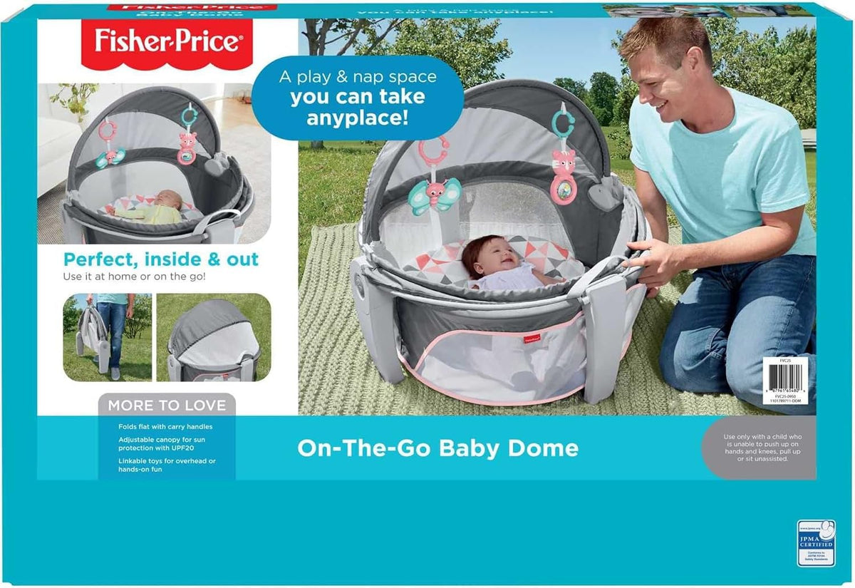Fisher-Price On-The-Go Baby Dome Portable Play Space & Bassinet, Rosy Windmill
