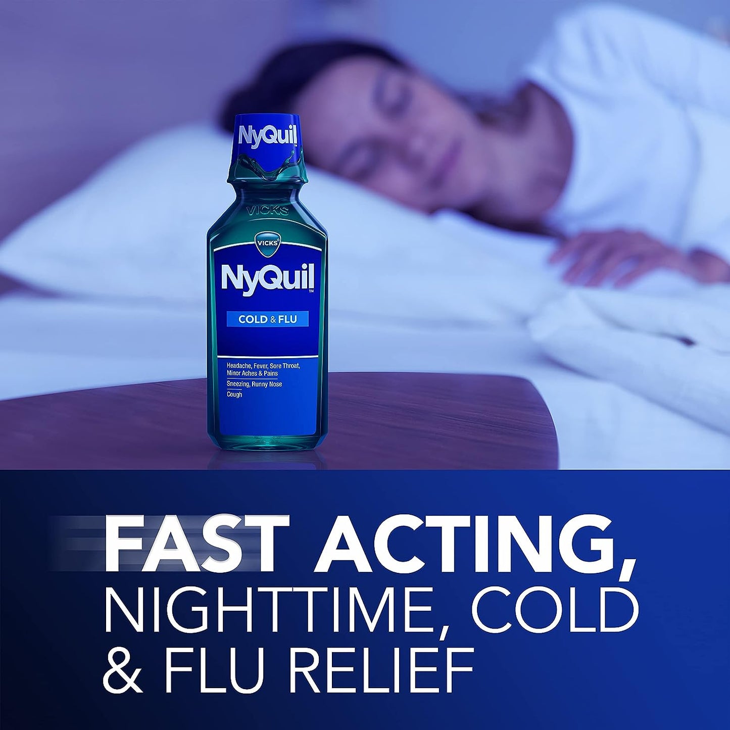 Vicks NyQuil, Nighttime Cold & Flu Symptom Relief ,12oz