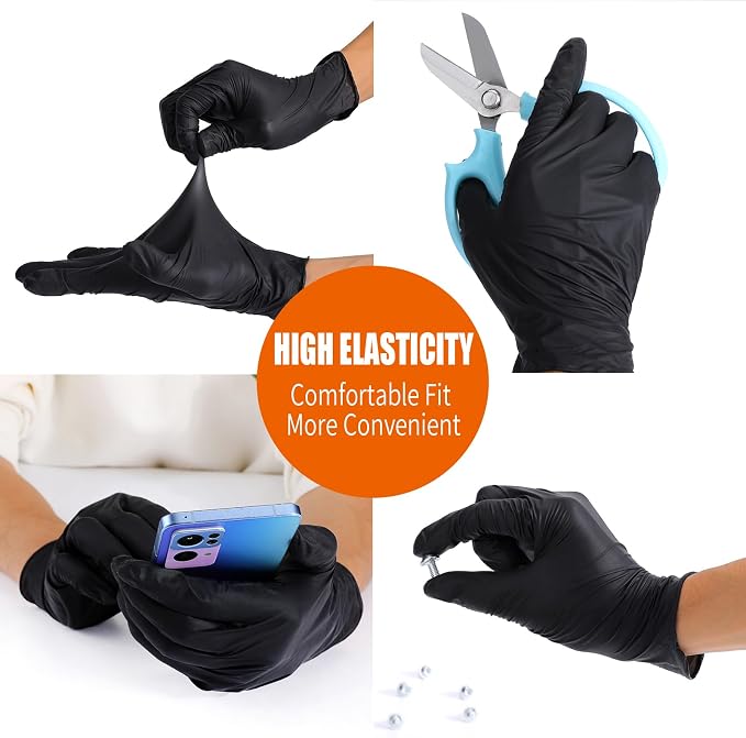 LW Black 5Mil Nitrile Exam Gloves,100/Box (10/carton) - 1,000 GLOVES