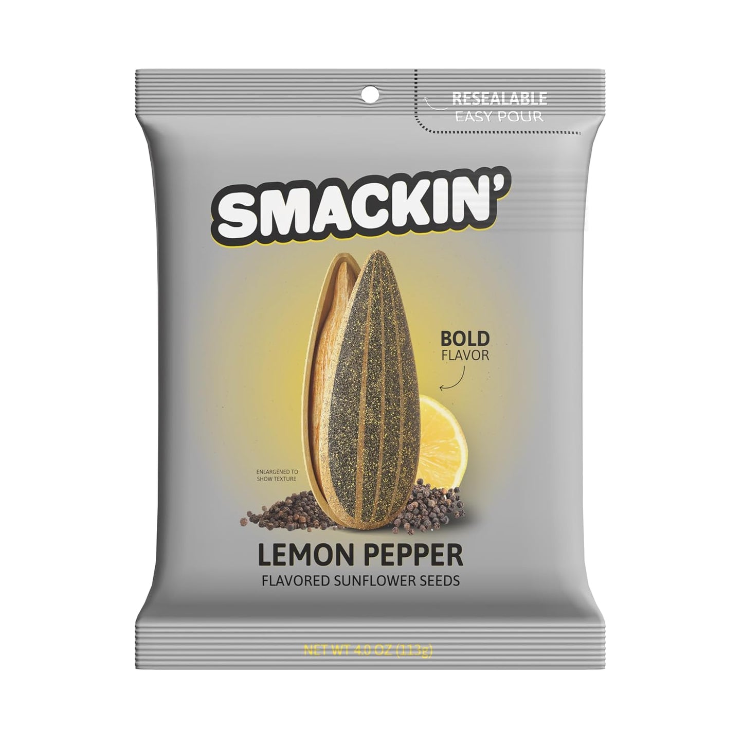 SMACKIN' - Jumbo Roasted Sunflower Seeds,Lemon Pepper - 4oz