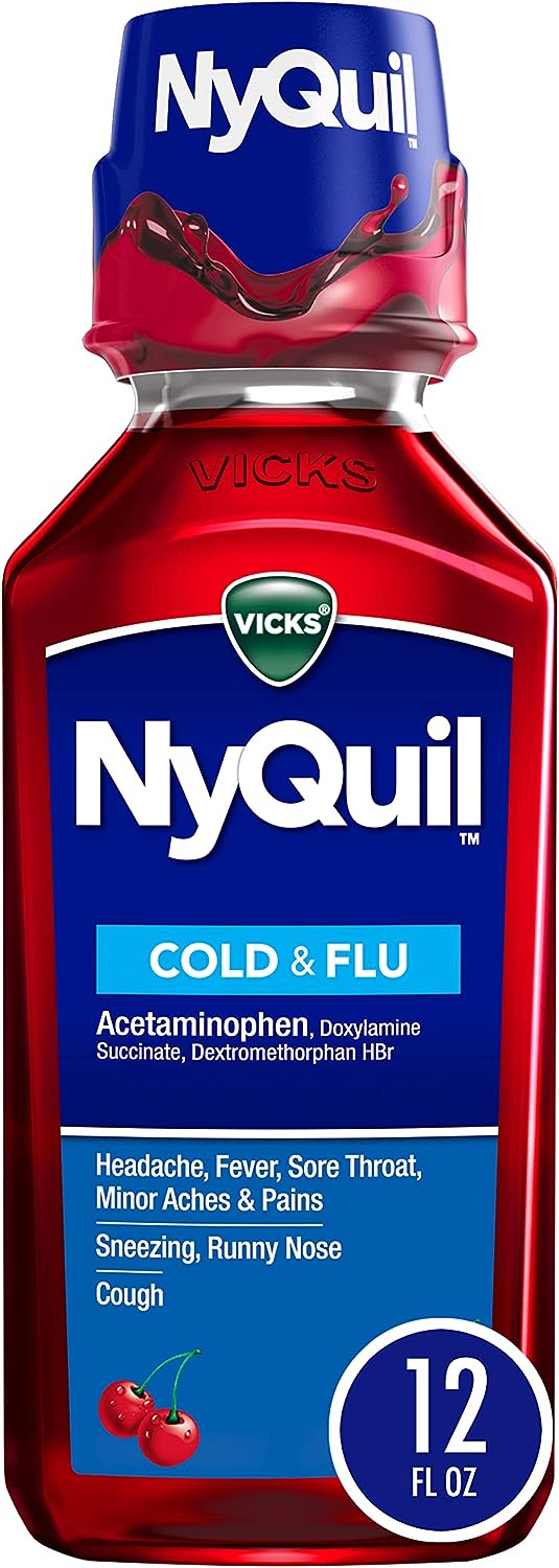 Vicks NyQuil, Cold & Flu Relief, Cherry Flavor,12oz