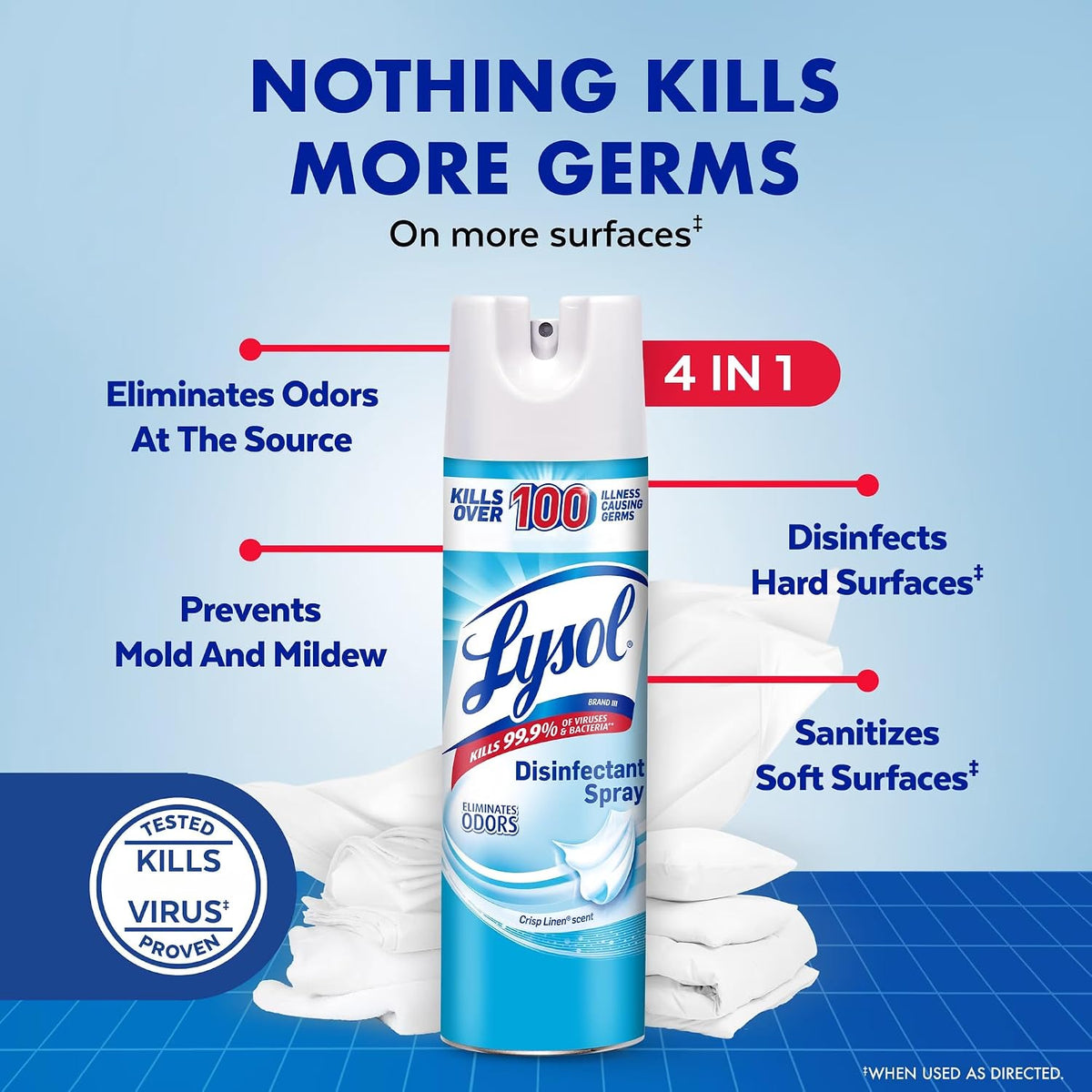 Lysol Disinfectant Spray, Crisp Linen Scent, 10.5 oz