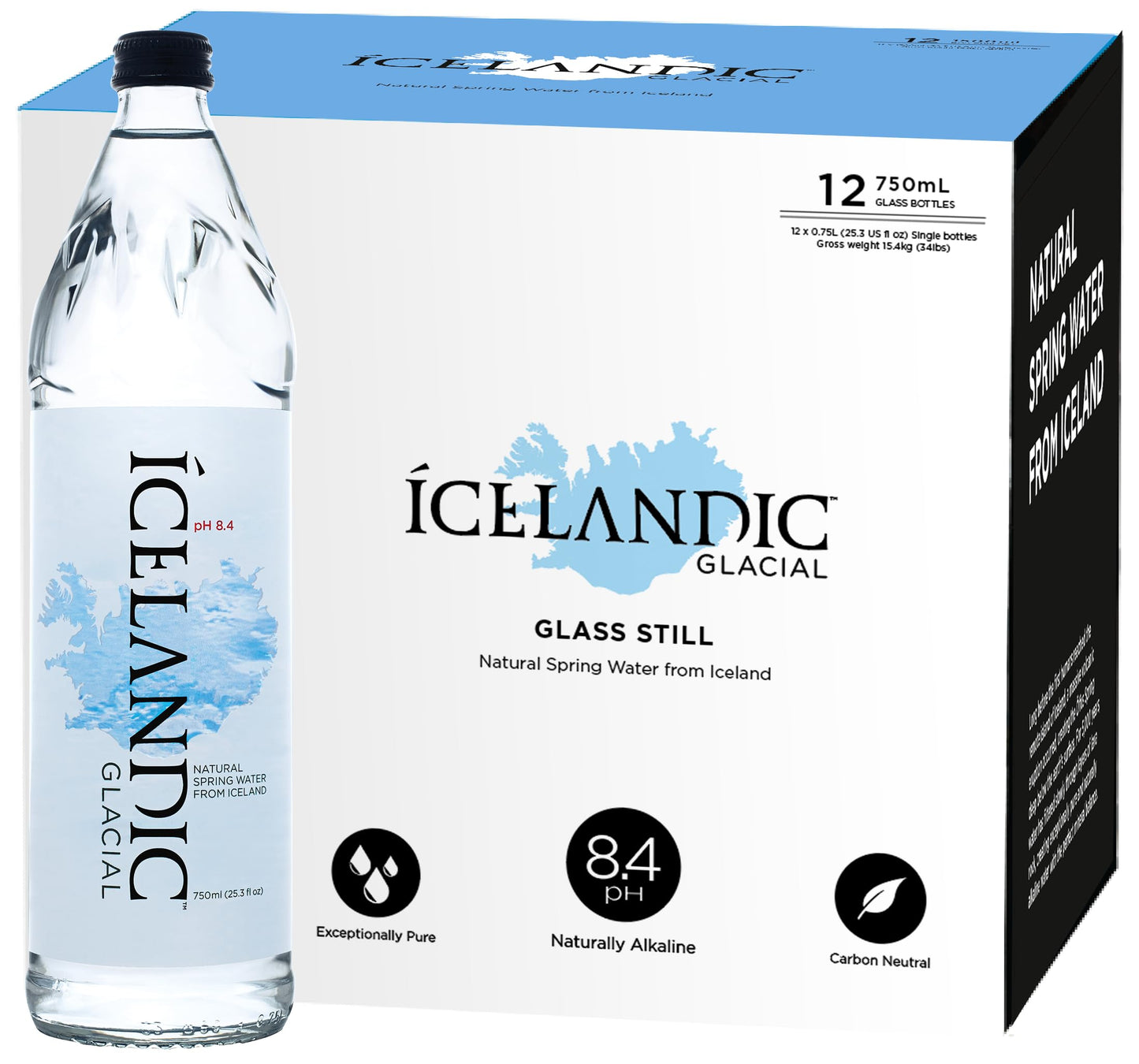 Icelandic Glacial Natural Spring Alkaline Water,25oz