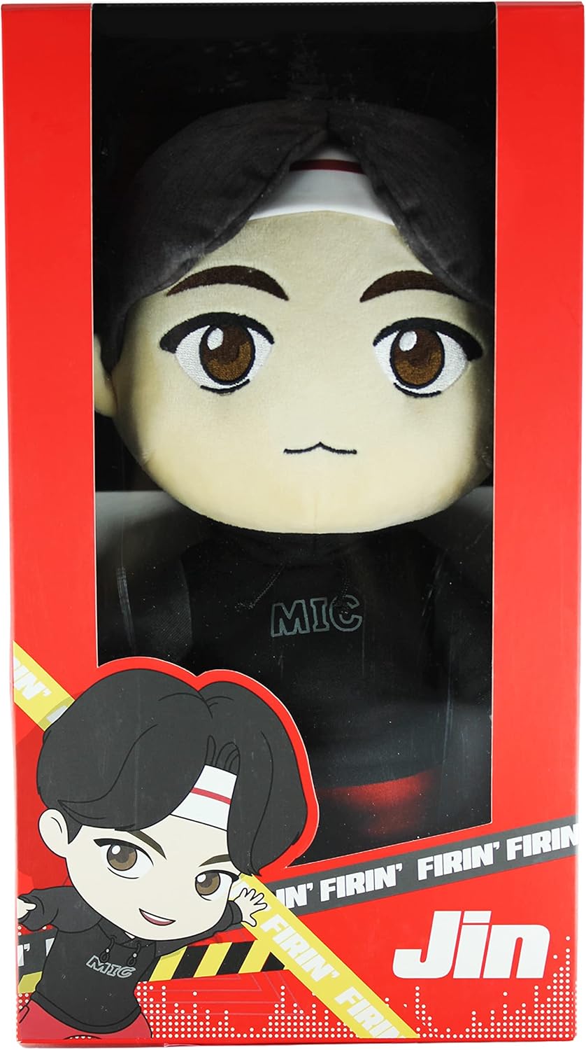 Plush toy of a character from a popular series in packaging with branding elements.