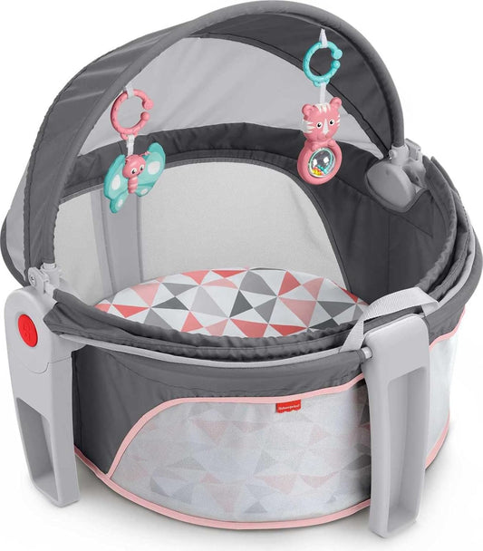 Fisher-Price On-The-Go Baby Dome Portable Play Space & Bassinet, Rosy Windmill