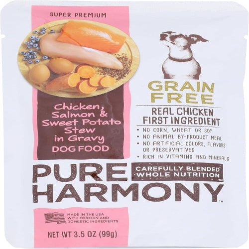 Pure Harmony Dog Food Grain Free Chicken Salmon & Sweet Potato Stew in Gravy, 3.5oz
