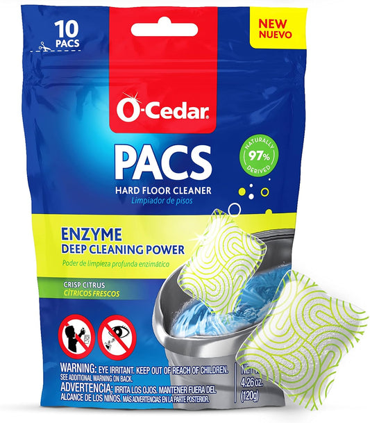 O‑Cedar PACS Hard Floor Cleaner, Crisp Citrus, 10ct