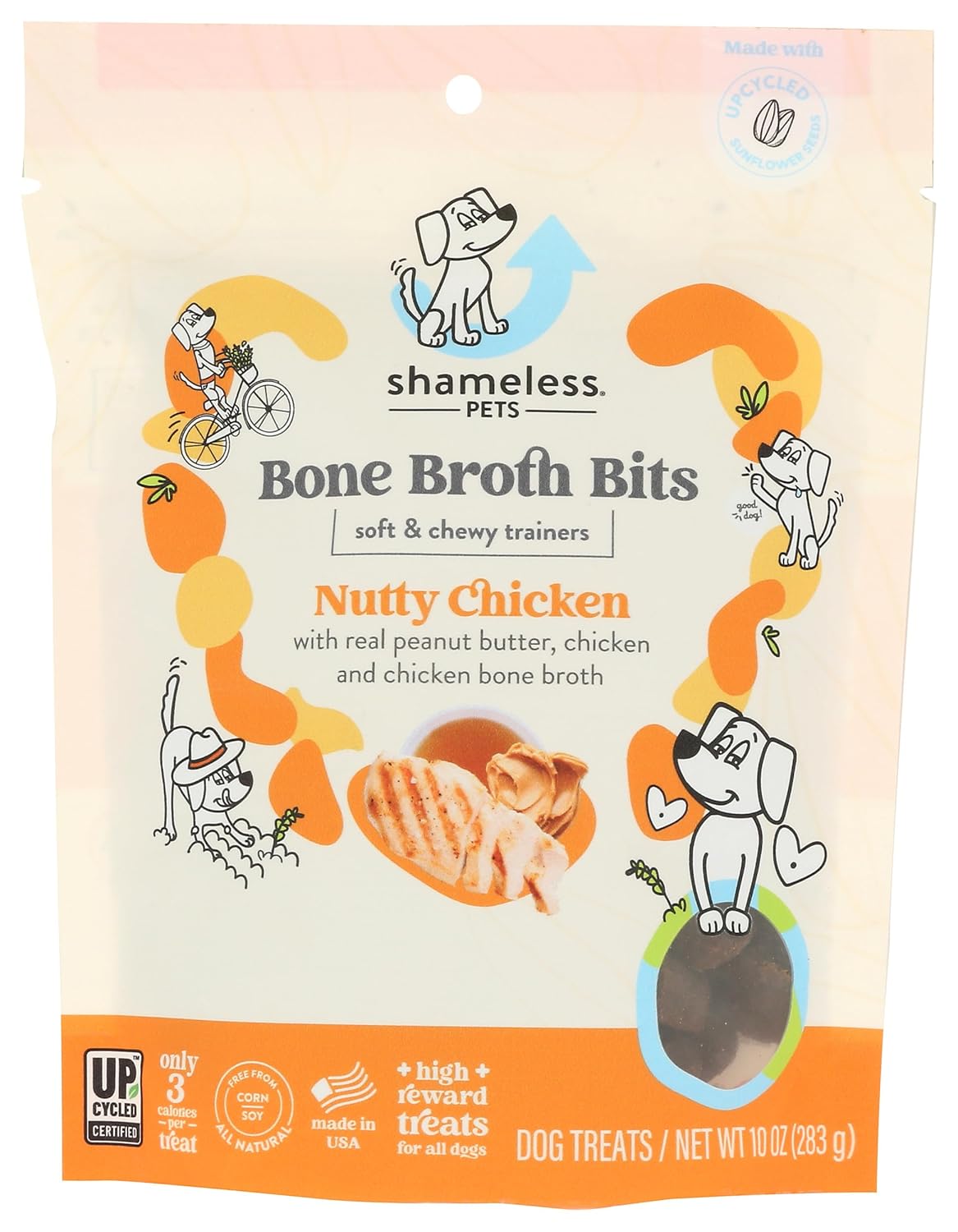Dog Treats Bone Broth Bits Nutty Chicken, 10oz