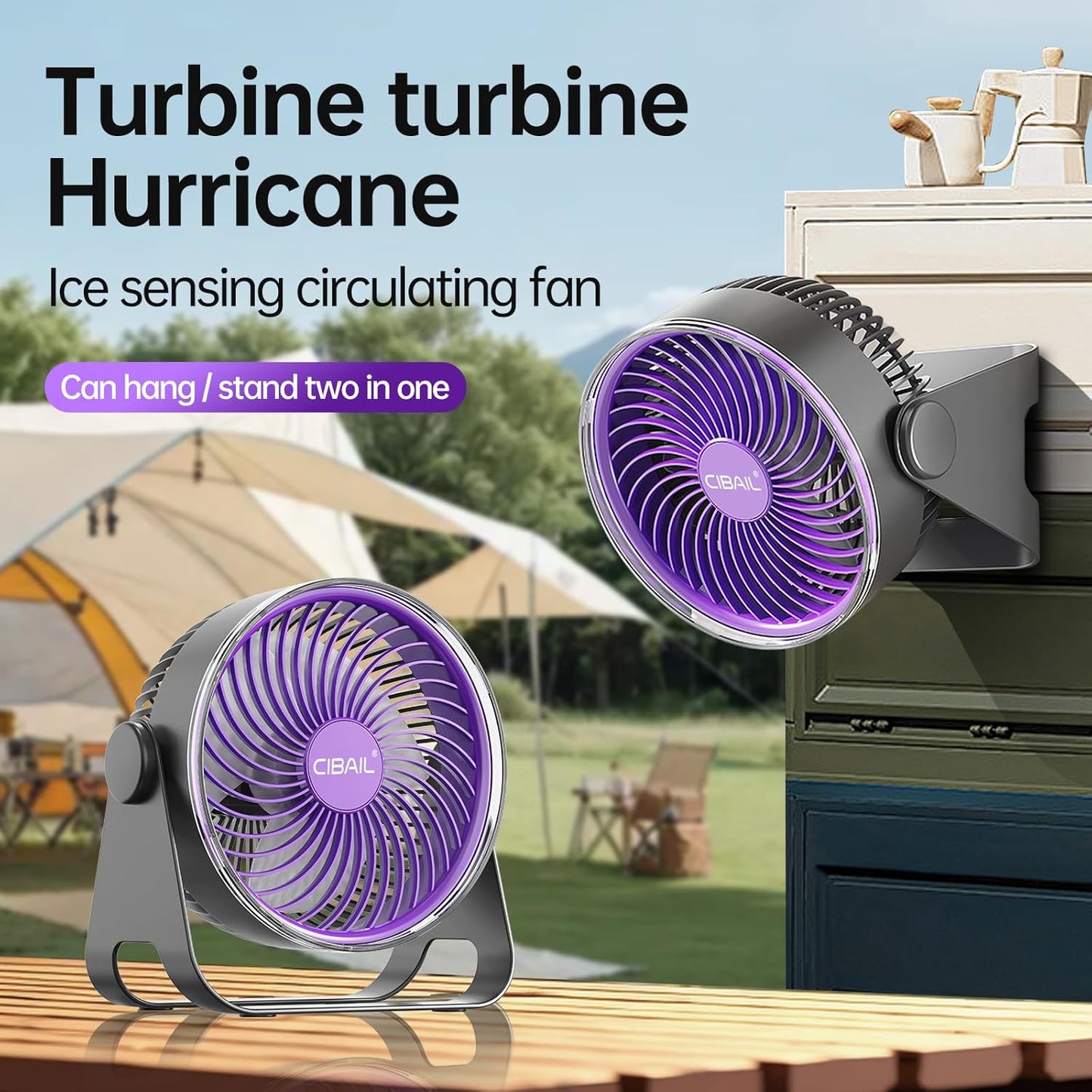 7-Inch Desk Fan, USB Rechargeable with Light
